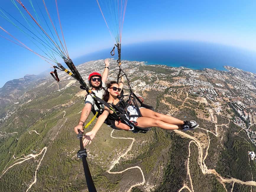 CYPRUS: Tandem Paragliding Experience - In the air over Kyrenia: Mediterranean views from 750–800 meters
