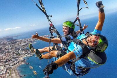 GOLD paragliding flight including videos/photos, t-shirt and a bottle of Cava - The pre-flight setup: harness, helmet, and the GoPro you actually want