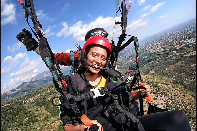 Paragliding flight over the Gardens of Ninfa - The Flight Route: Norma Ruins Up Front, Ninfa Gardens Below