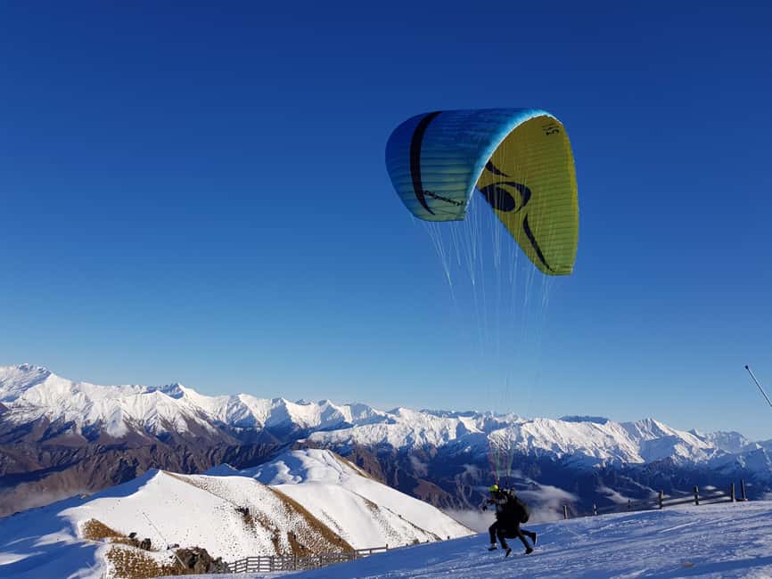 Queenstown: Tandem Paraglide - Winter - Coronet Peak 5400ft - Chair-lift access and the short snow walk to the launch point