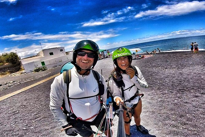 SILVER 1000m paragliding tandem flight above South Tenerife - The pre-flight moment: harness, helmet, and your safety briefing