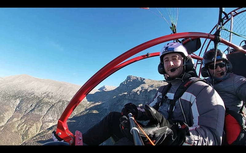 Tandem flight with paramotor from above ioannina zagori - Day One: A Tandem Flight Over Ioannina and Lake Pamvotida